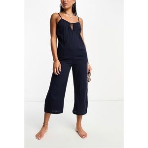 Lisla & Bird beach wide leg straps jumpsuit in blackened pearl size US 12